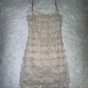 Rachel Gilbert Sadie Scallop Beaded Sleeveless Mini Dress Sparkle Size Small